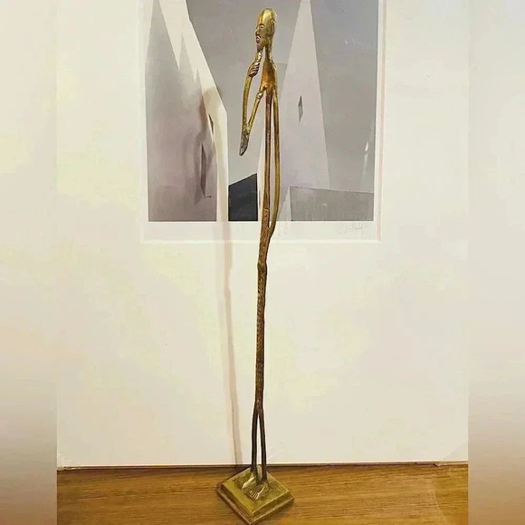 MCM Bronze Elongated African Man Sculpture Statue Giacometti Style - Picture 1 of 12